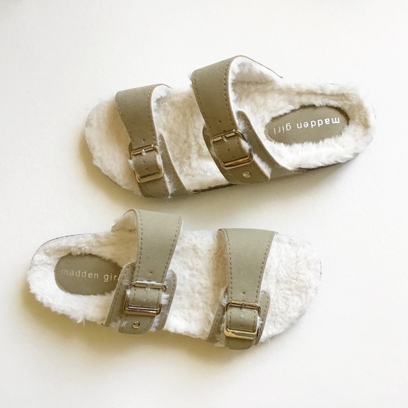 Madden Girl Faux Fur Lined Slide Sandals - Picture 2 of 5